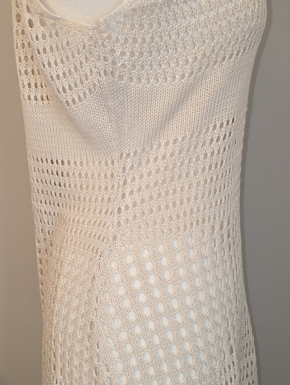 NWT Size M Cupshe Open Knit Sleeveless Swimsuit Cover Up Dress Ivory - Picture 2 of 8